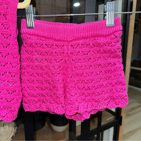 Zara Kids crochet knit set openwork pointelle scalloped toddler girl barbie pink - Picture 5 of 5